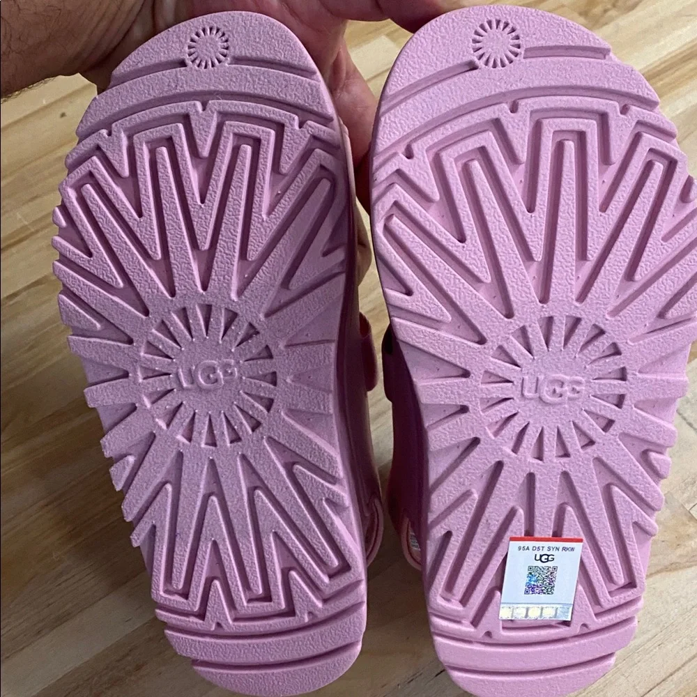 UGG Kids Bubblegum Pink Platform Hook-and-Loop Sandals